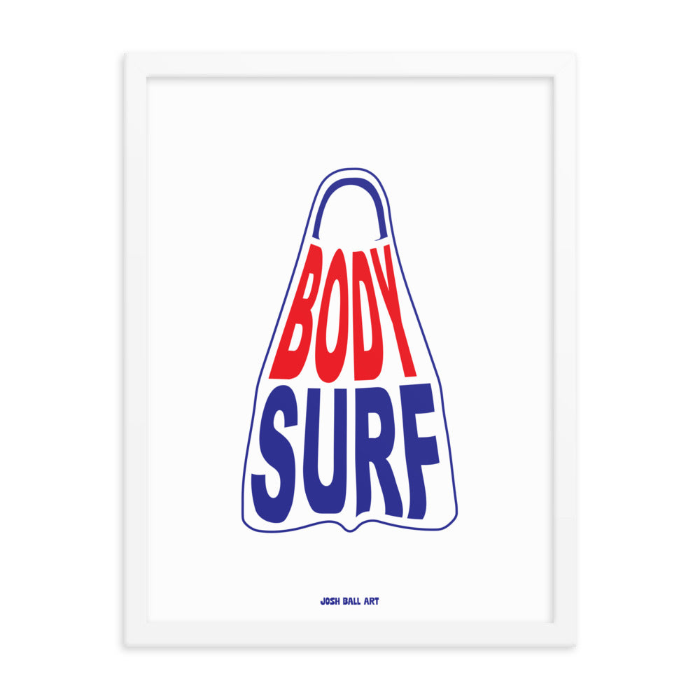 Catch a Wave of Color: Bodysurf Fin: Enhanced Matte Paper Poster Framed