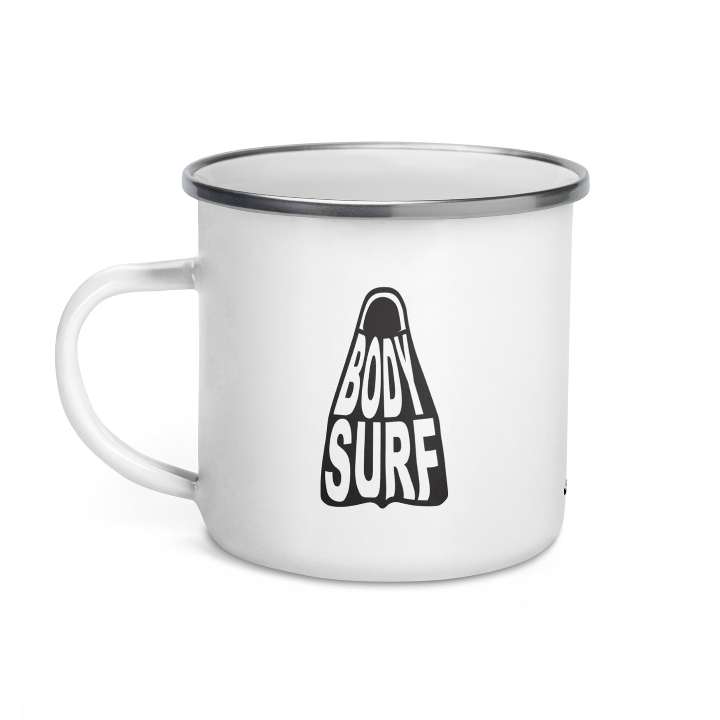 Ride the Foam with Every Sip: Josh Ball Art Bodysurf Fin Enamel Cup