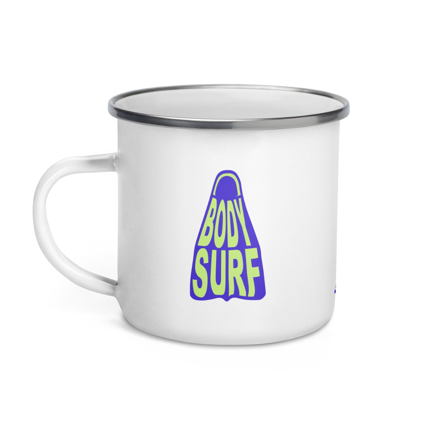 Ride the Foam with Every Sip: Josh Ball Art Bodysurf Fin Enamel Cup