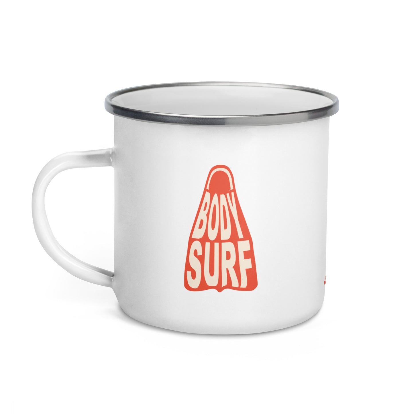 Ride the Foam with Every Sip: Josh Ball Art Bodysurf Fin Enamel Cup