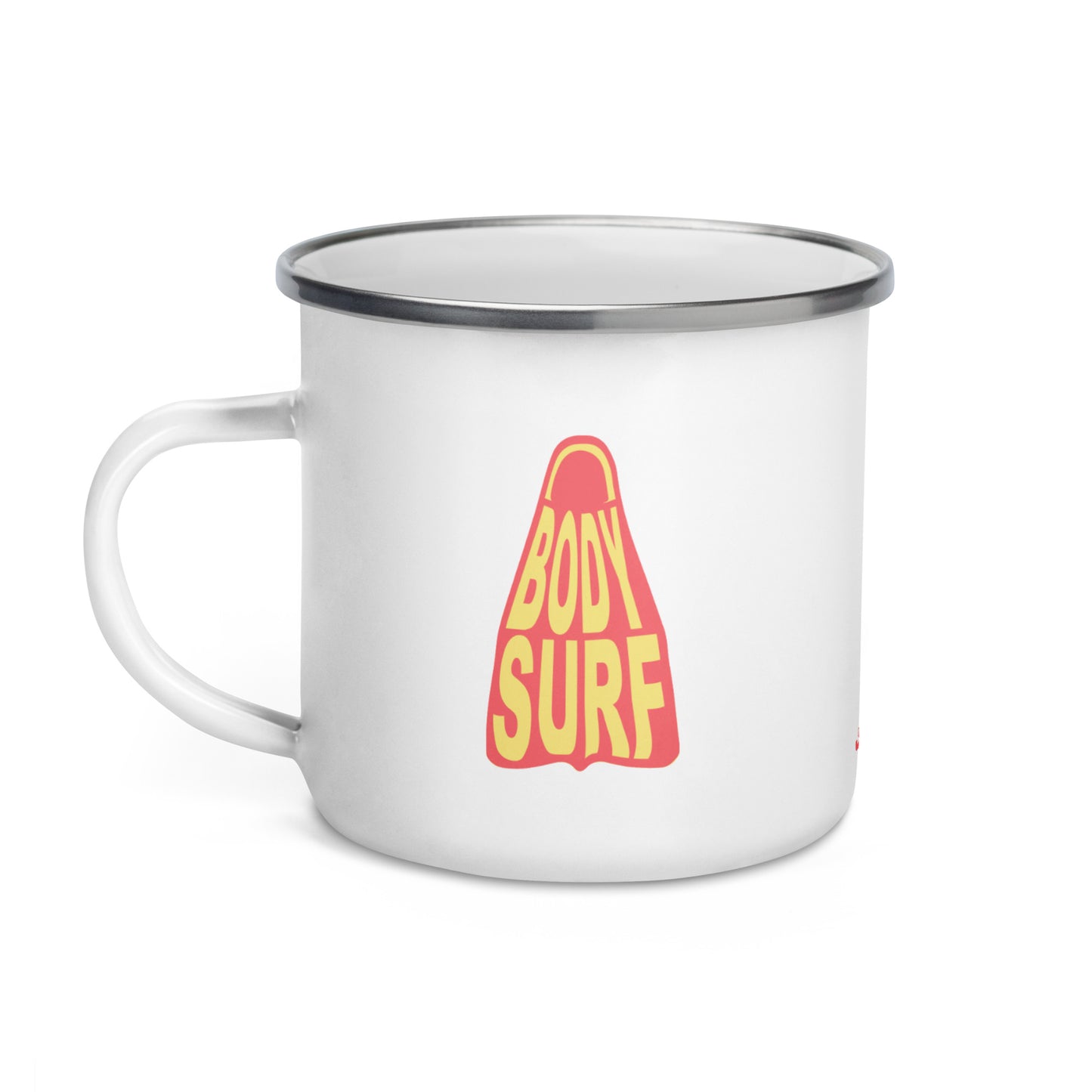 Ride the Foam with Every Sip: Josh Ball Art Bodysurf Fin Enamel Cup