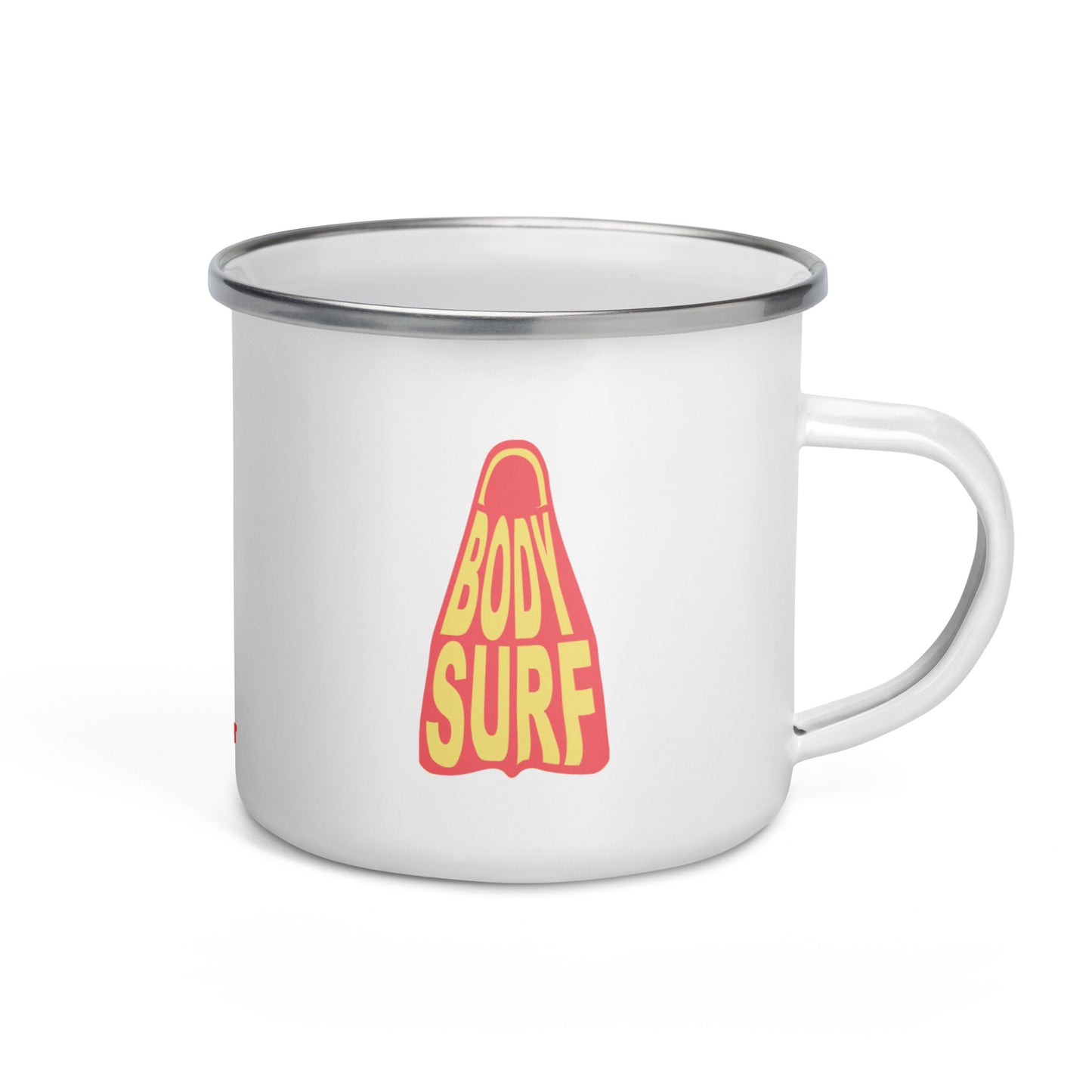 Ride the Foam with Every Sip: Josh Ball Art Bodysurf Fin Enamel Cup