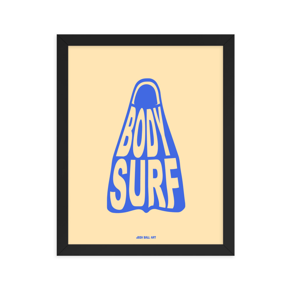 Catch a Wave of Color: Bodysurf Fin: Enhanced Matte Paper Poster Framed