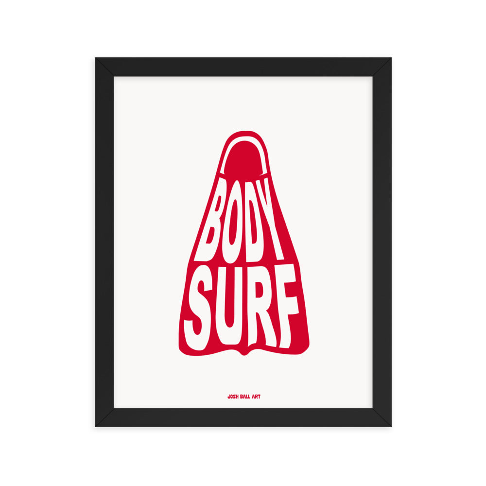 Catch a Wave of Color: Bodysurf Fin: Enhanced Matte Paper Poster Framed