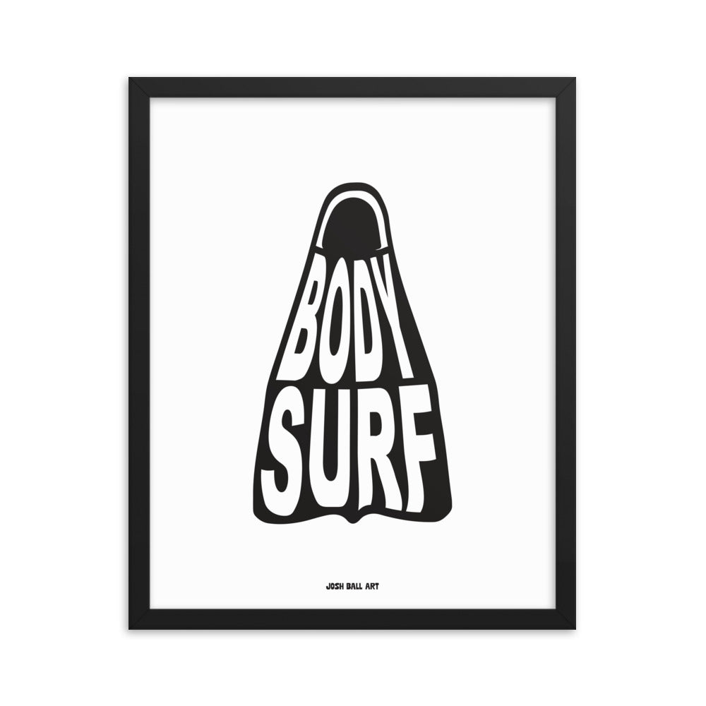 Catch a Wave of Color: Bodysurf Fin: Enhanced Matte Paper Poster Framed