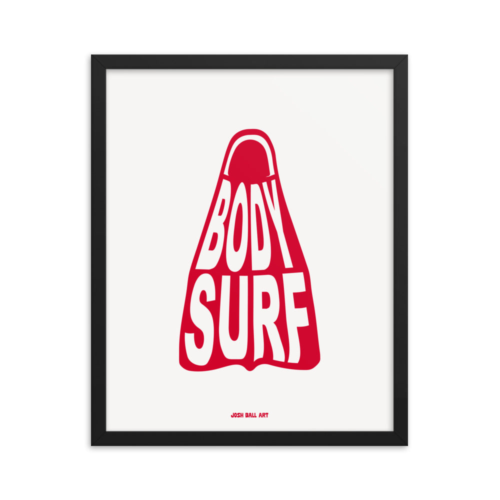 Catch a Wave of Color: Bodysurf Fin: Enhanced Matte Paper Poster Framed