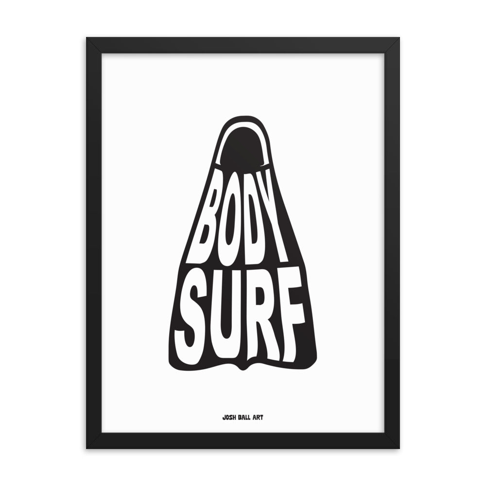 Catch a Wave of Color: Bodysurf Fin: Enhanced Matte Paper Poster Framed