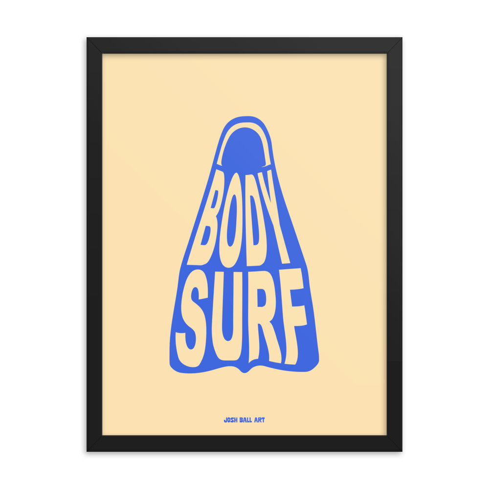 Catch a Wave of Color: Bodysurf Fin: Enhanced Matte Paper Poster Framed