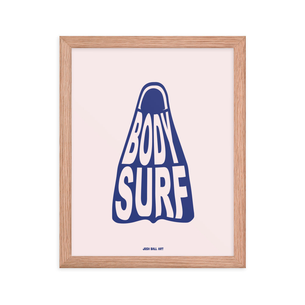 Catch a Wave of Color: Bodysurf Fin: Enhanced Matte Paper Poster Framed