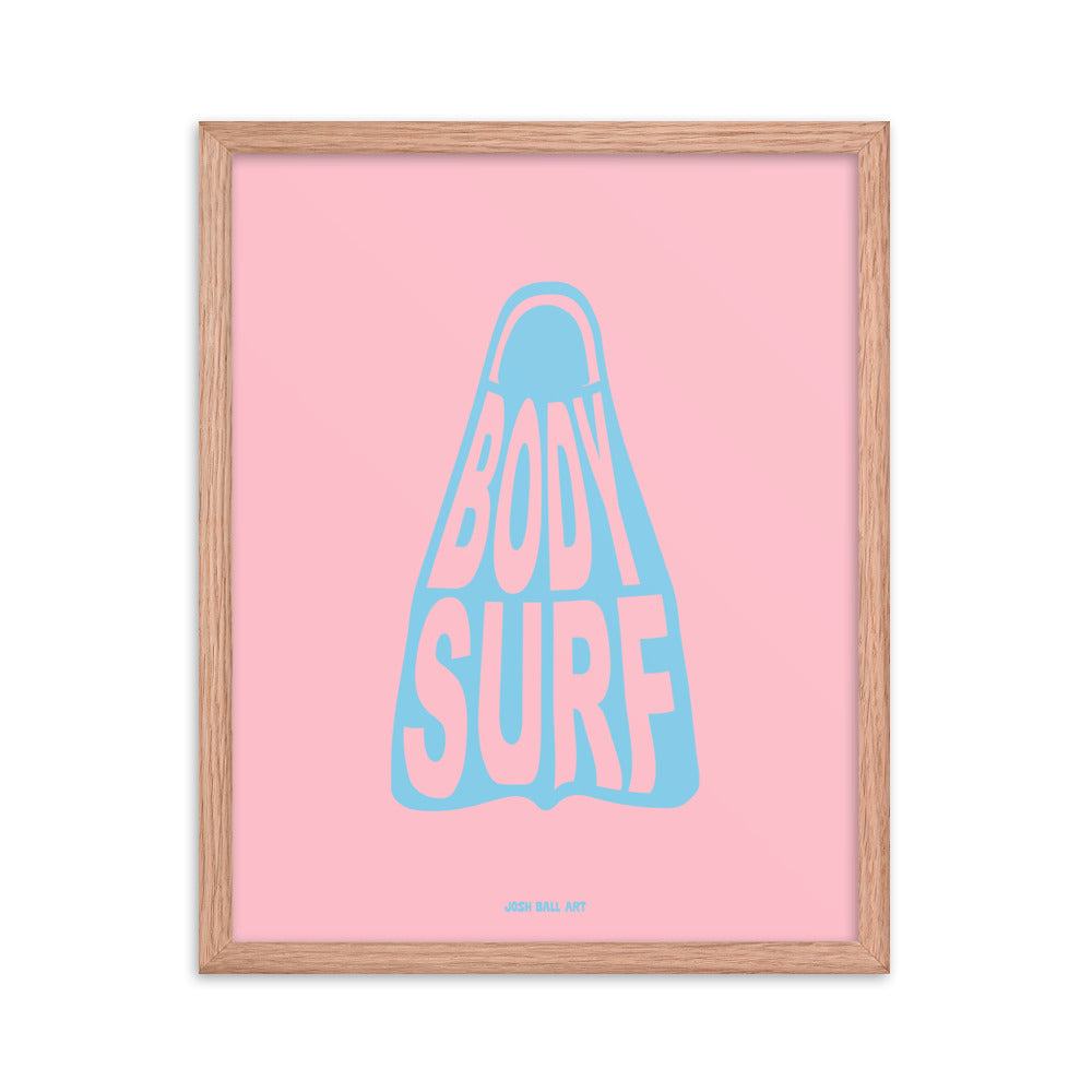 Catch a Wave of Color: Bodysurf Fin: Enhanced Matte Paper Poster Framed