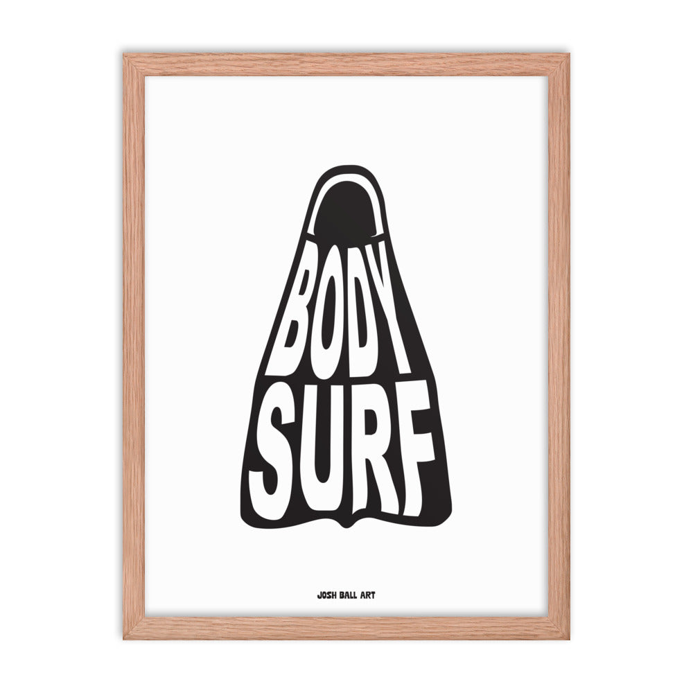 Catch a Wave of Color: Bodysurf Fin: Enhanced Matte Paper Poster Framed