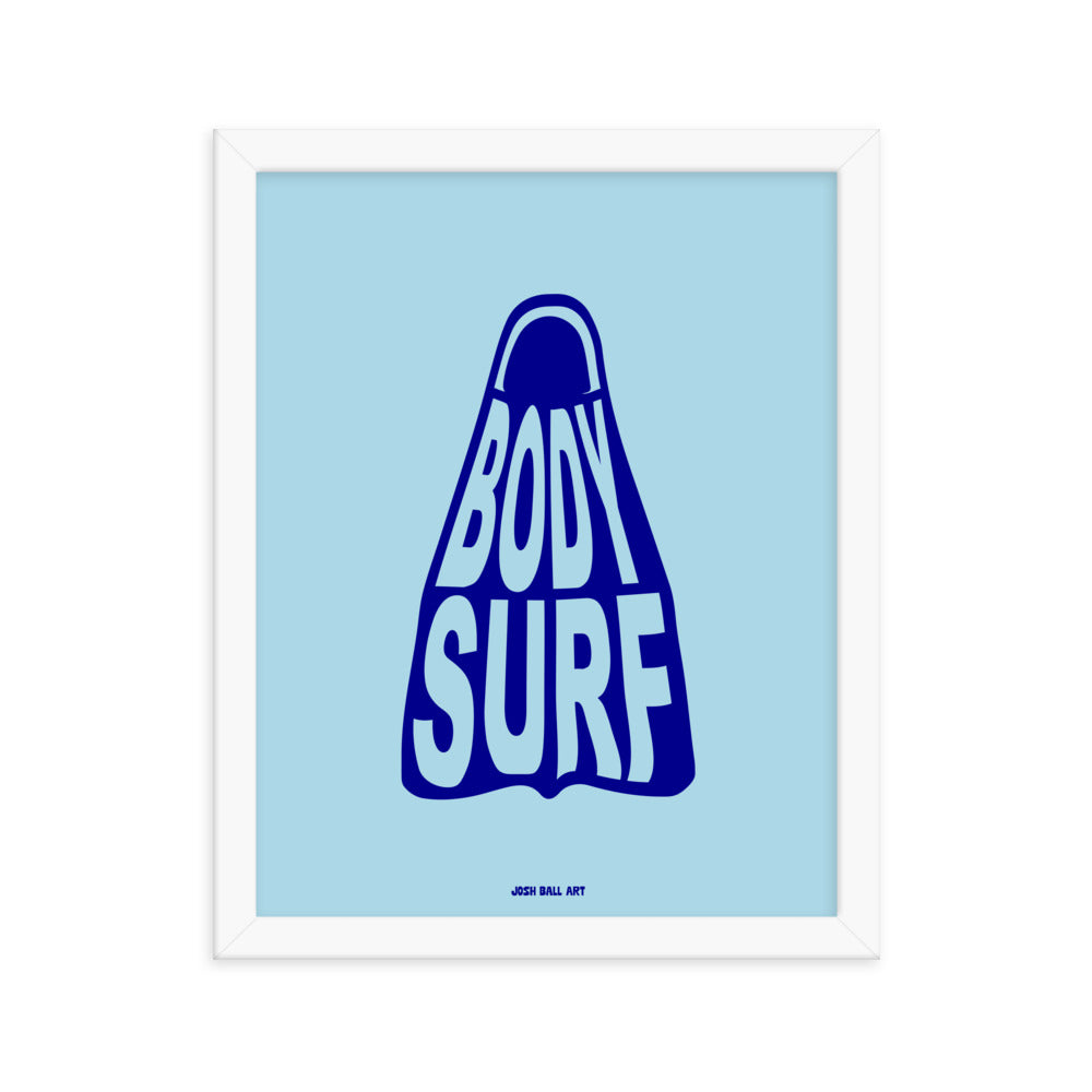 Catch a Wave of Color: Bodysurf Fin: Enhanced Matte Paper Poster Framed