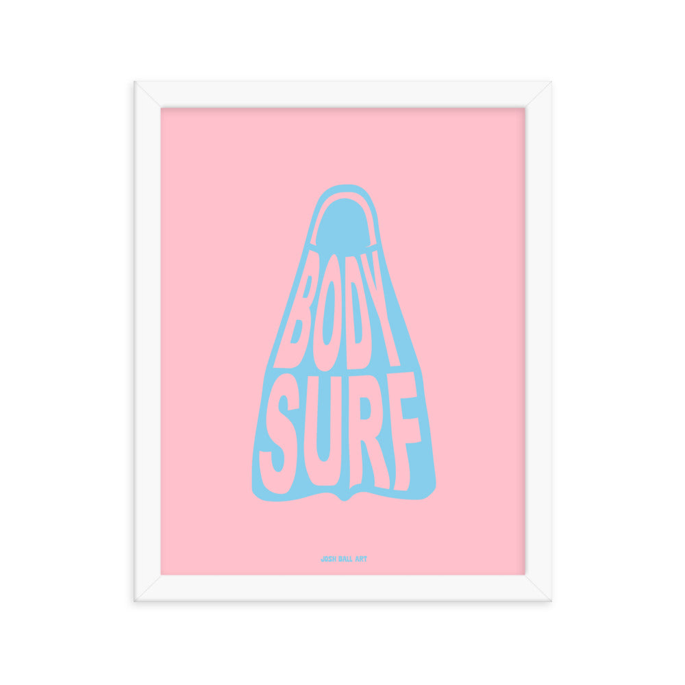 Catch a Wave of Color: Bodysurf Fin: Enhanced Matte Paper Poster Framed