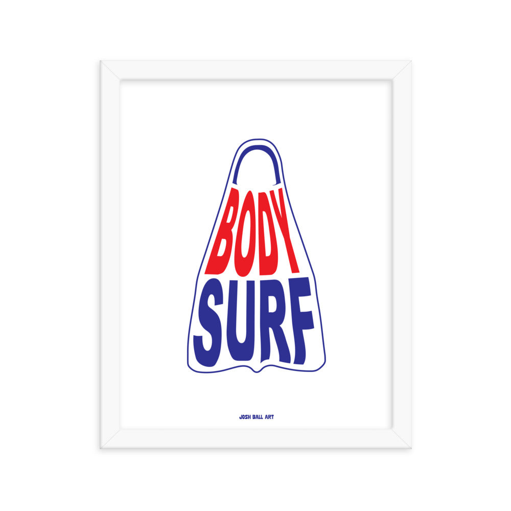 Catch a Wave of Color: Bodysurf Fin: Enhanced Matte Paper Poster Framed