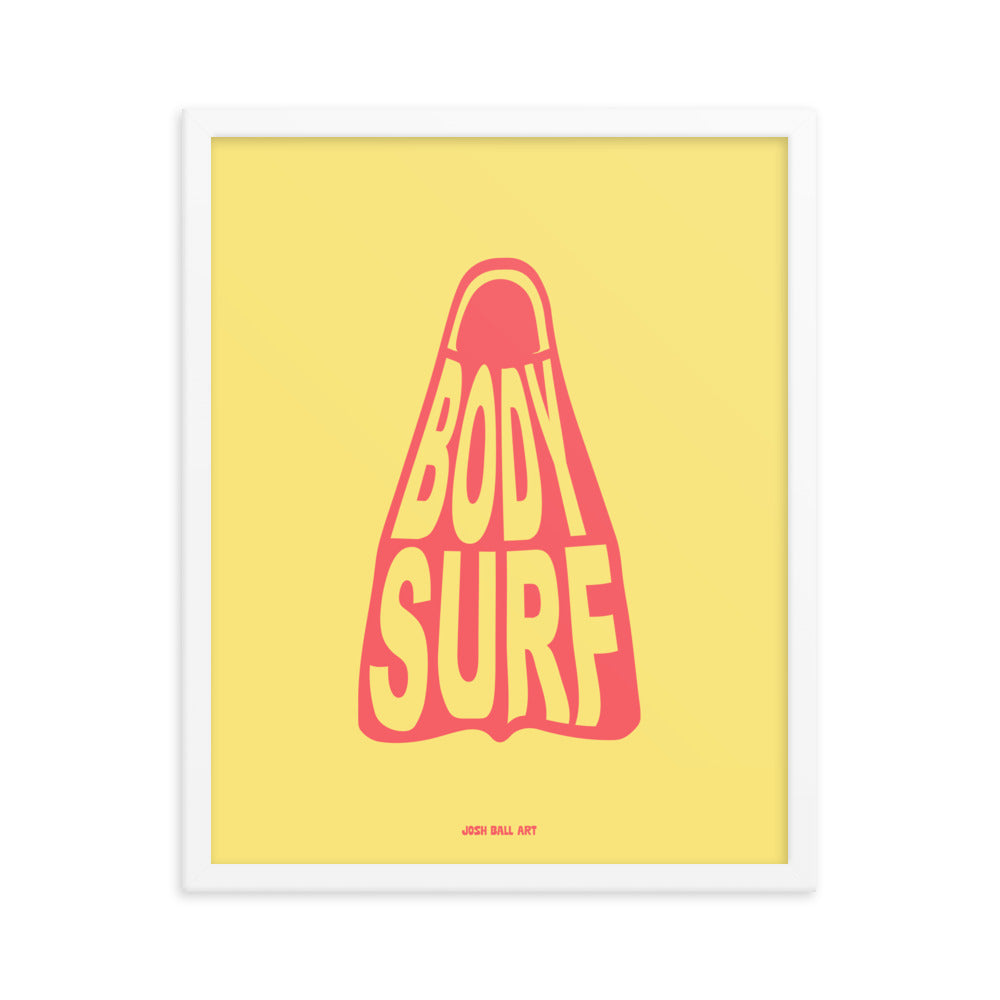 Catch a Wave of Color: Bodysurf Fin: Enhanced Matte Paper Poster Framed