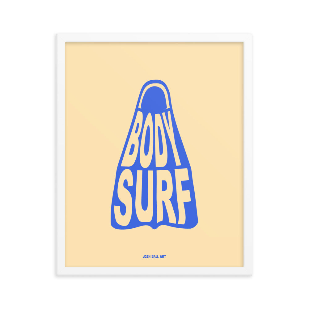 Catch a Wave of Color: Bodysurf Fin: Enhanced Matte Paper Poster Framed