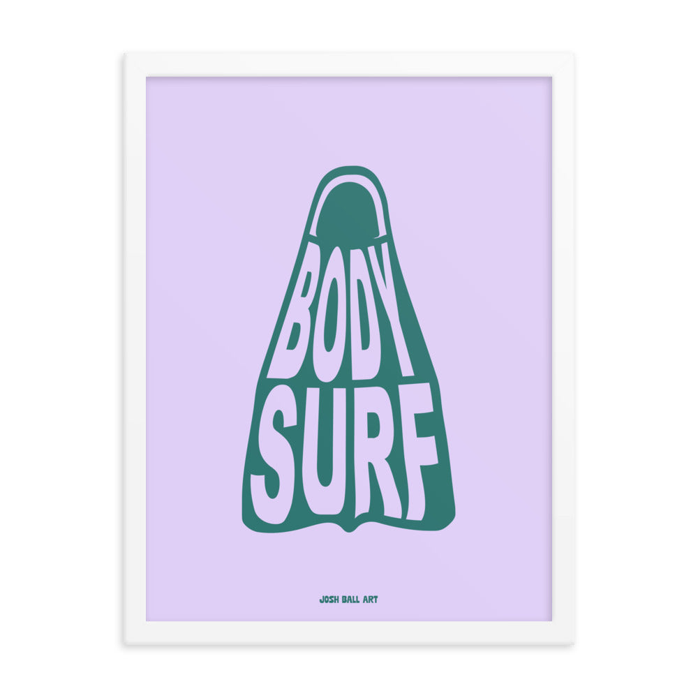 Catch a Wave of Color: Bodysurf Fin: Enhanced Matte Paper Poster Framed