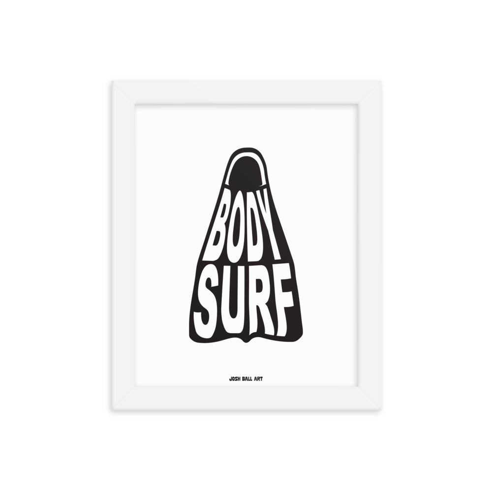 Catch a Wave of Color: Bodysurf Fin: Enhanced Matte Paper Poster Framed