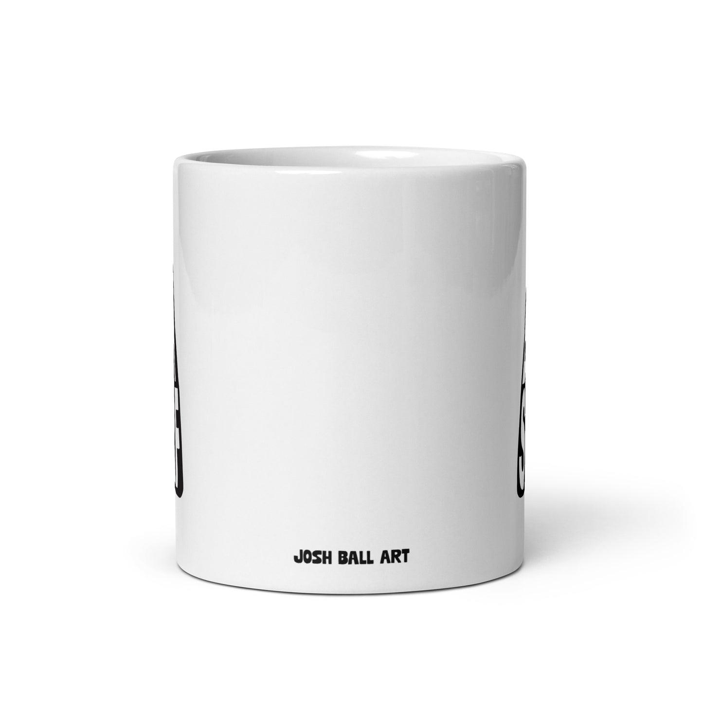 Playful mug perfect for bodysurfers or ocean lovers, showcasing a white, shiny ceramic base with a cool bodysurf fin detail in multiple colors. black