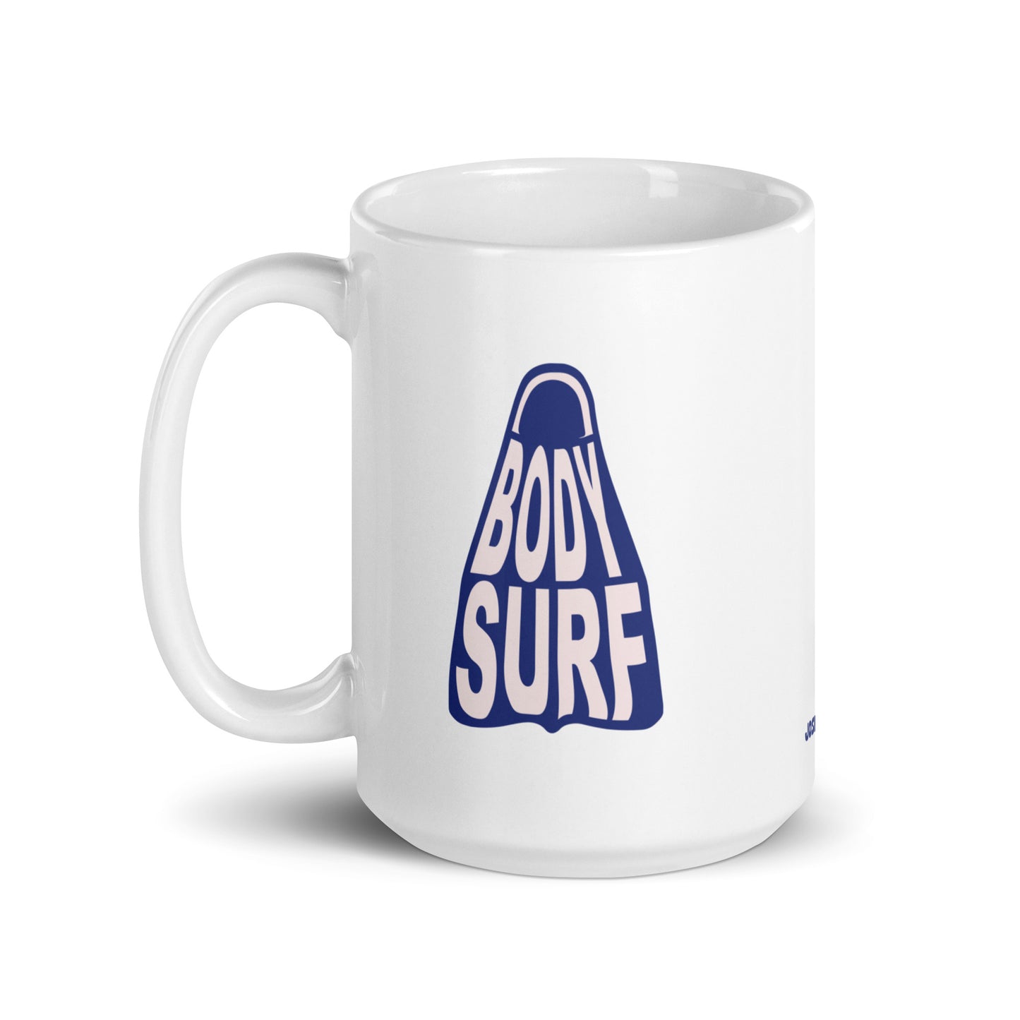 Bodysurf Fin White Glossy Mug: Catch Waves with Every Sip (Original Design)